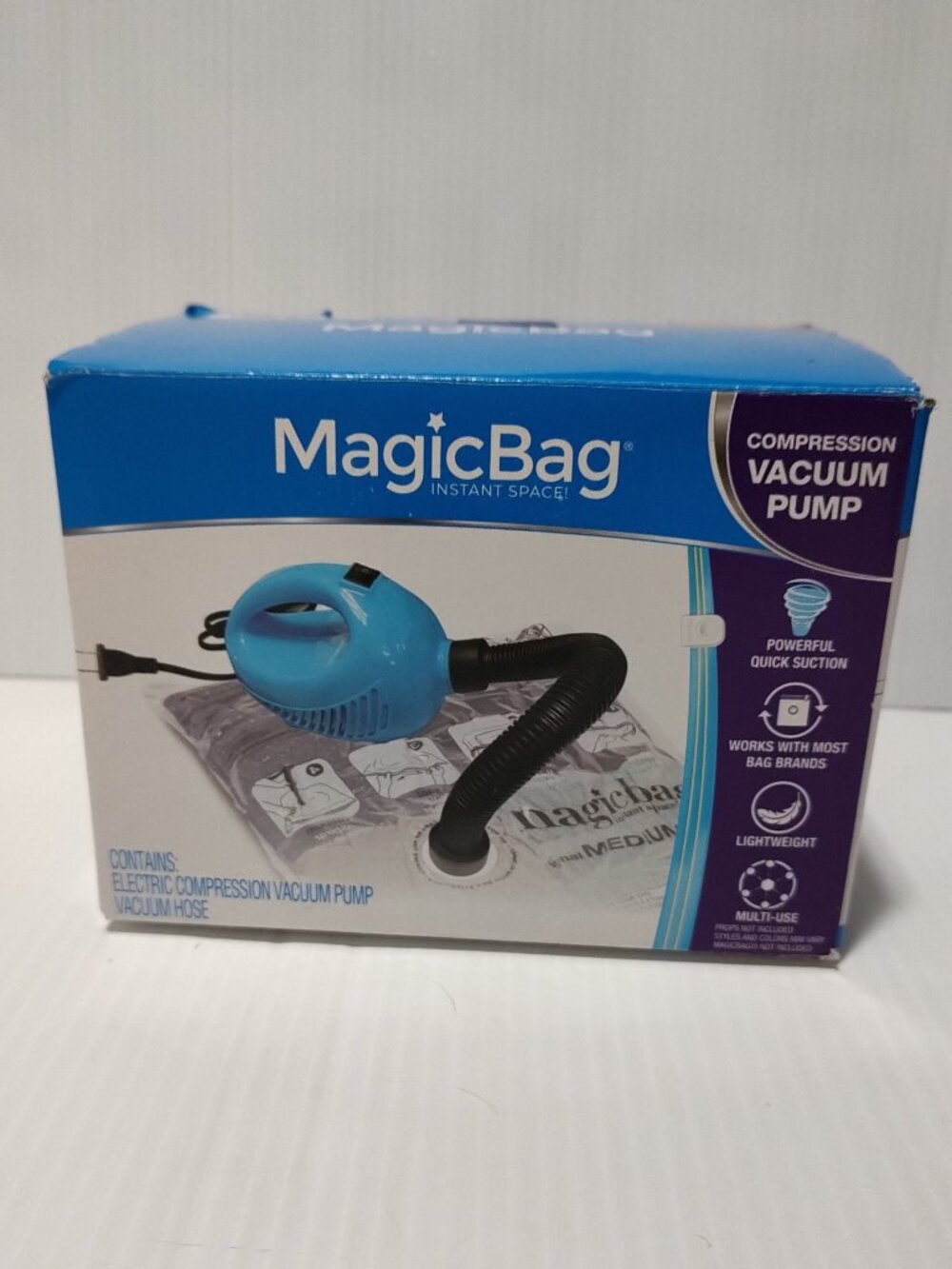 MagicBag Smart Design Electric Compression Vacuum Pump And Hose Open Torn Box